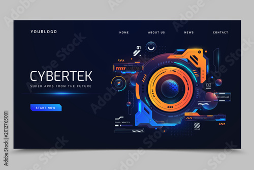Futuristic Energy Control Banner Sci Fi Interface Background