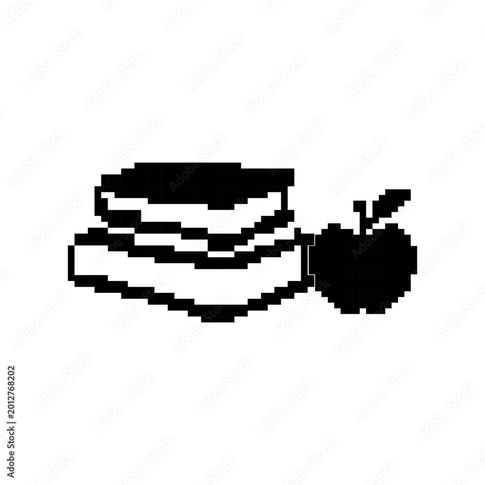 Fototapeta premium Pixel art apple books silhouette
