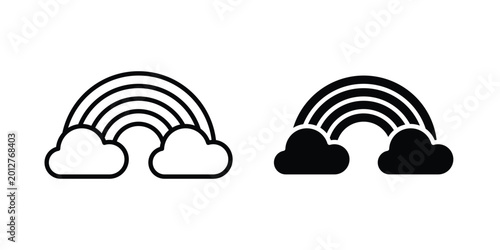 Tableau sur toile Cloud rainbow icon design collection in black