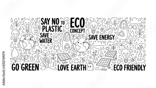 Canvas-taulu Eco-Friendly Illustrated Message: A vibrant illustration promoting eco-consciousness