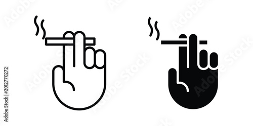 Konstfotografi Hand holding cigarette icon design collection in black