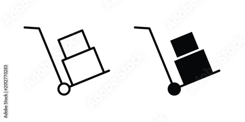Foto Hand truck icon design collection in black