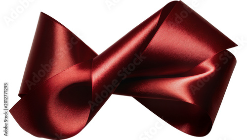 Фотография Deep red satin ribbon bow, isolated on transparent background