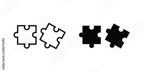 Bild auf Leinwand Puzzle pieces icon design collection in black
