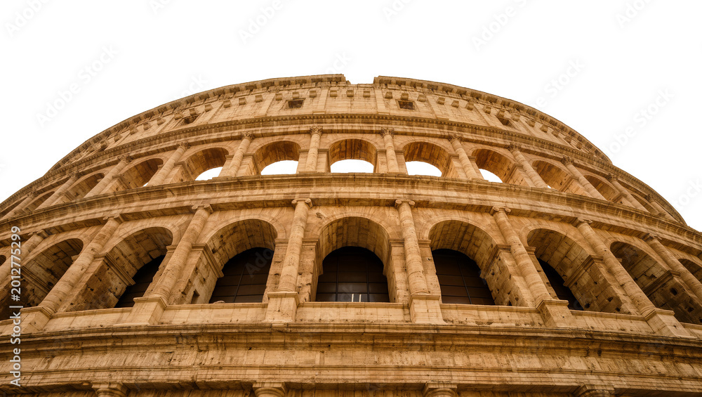 Obraz premium Ancient Roman Colosseum amphitheater arches, isolated on transparent background