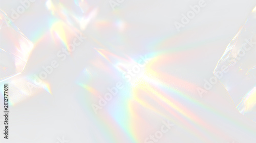 Foto Holographic rainbow crystal vector with prism glow and abstract light rays, neon