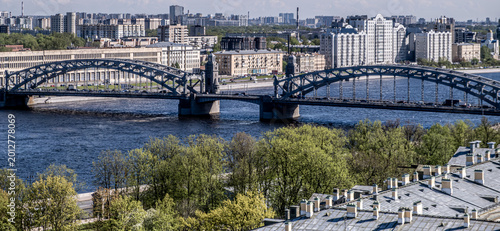 Bolsheokhtinsky bridge in St. Petersburg, Russia.