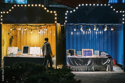 Photography Customers walk past jewelry stalls