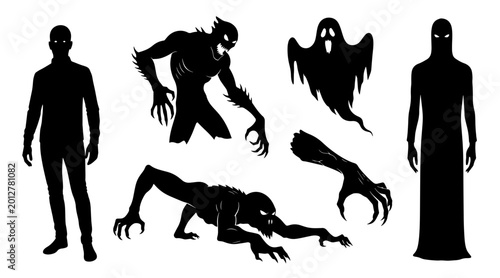 Photos Halloween Silhouette Collection: Spooky Creatures, Ghost, Monster, and Human Fig