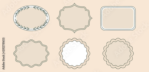 Bild auf Leinwand Scalloped edge frames, decorative border set, vintage frame vectors, ornate fram