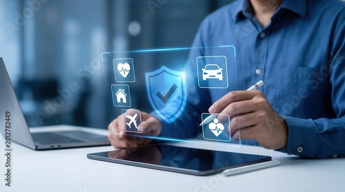 Secure financial investment and insurance protection benefits using a digital tablet.