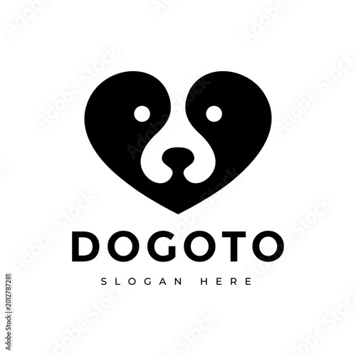 Dog care dog love modern flat logo design vector