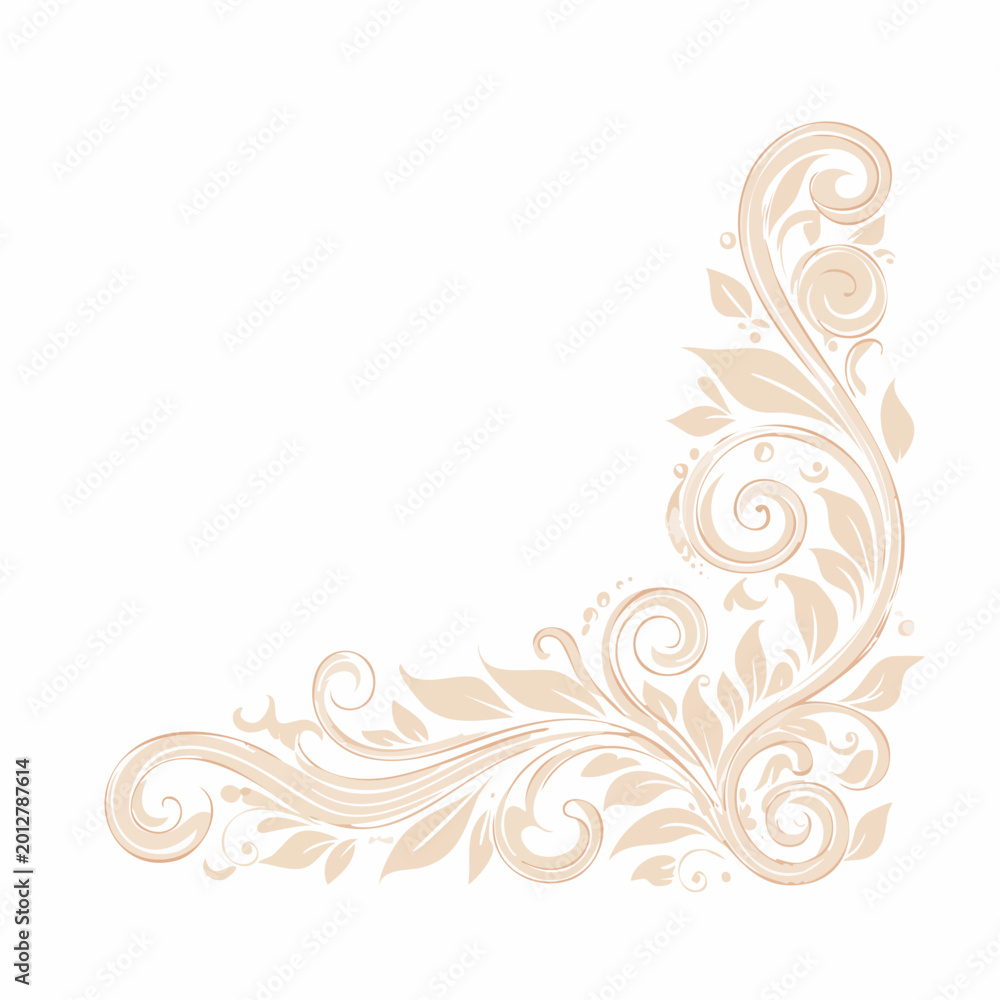Fototapeta premium Elegant Swirl Floral Corner Ornament