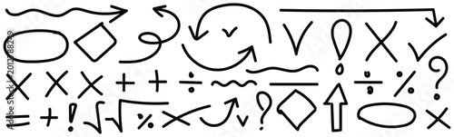 Hand drawn mathematical and symbolic elements collection for education and design