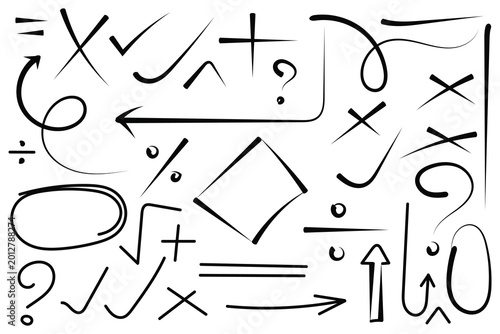 Hand drawn mathematical symbols and elements collection for education and design