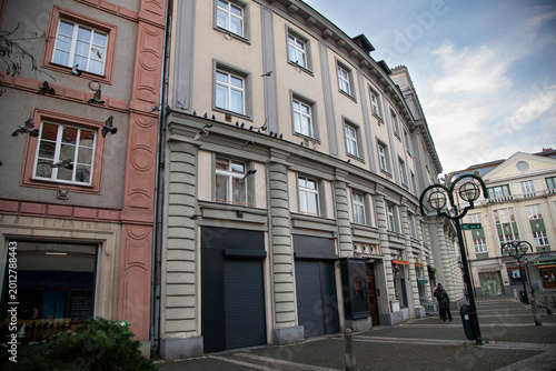 view of a house on a street with birds