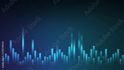 Blue audio waveform bars on dark background