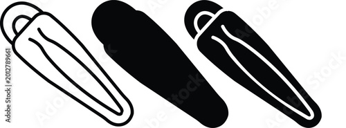 Photos Set of hair clip and barrette icons in flat line and solid glyph style for beaut