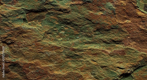 Textured Stone Surface in Green and Brown with Detailed Rock Formations