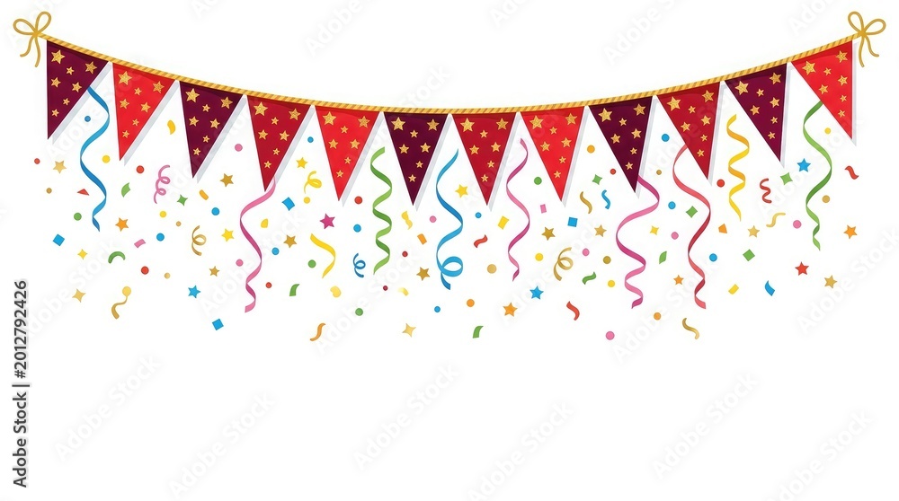 Obraz premium American independence day celebration festive bunting and confetti for patriotic holiday graphics