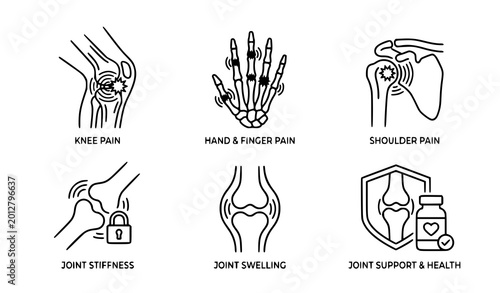 Foto Joint pain arthritis vector icon healthcare medical symbol design