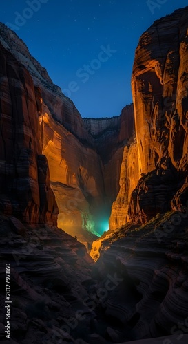 Natural rock formation in canyon landscape.