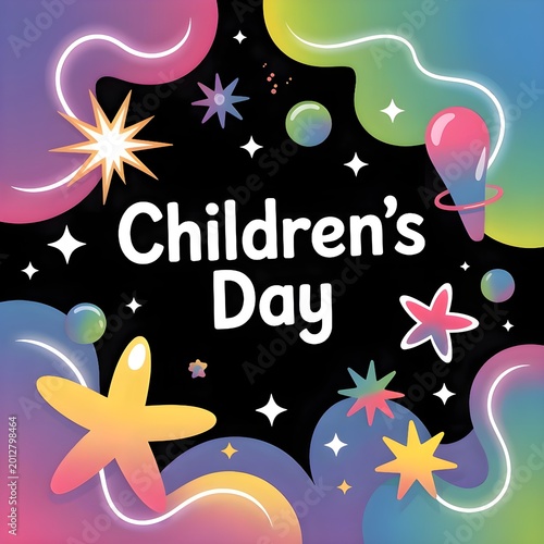 A bright Happy Children's Day illustration