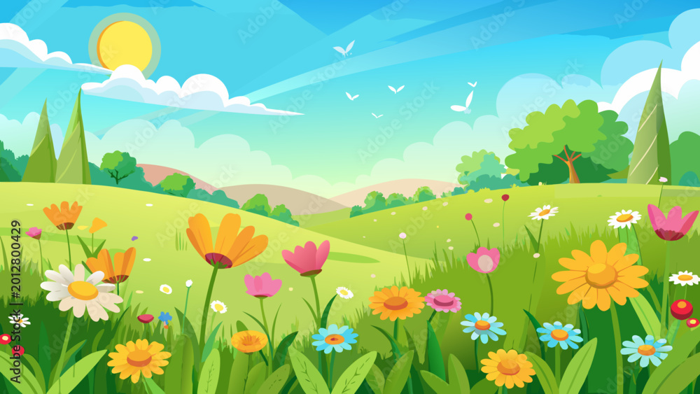 Fototapeta premium summer landscape with grass