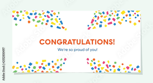 Tableau sur toile Colorful congratulations card with confetti