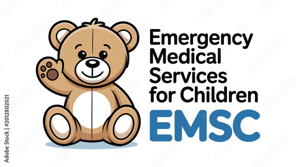 Fototapeta premium emergency medical services for children mascot illustration with cute teddy bear character for pediatric healthcare awareness and medical campaign design 