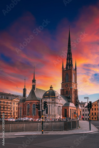 Riddarholmen Church at Sunset in Gamla Stan
