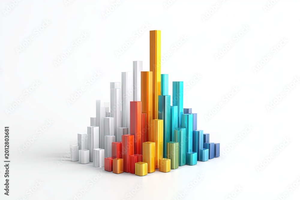 Fototapeta premium An abstract data chart visualization representing growth with various color and size columns.