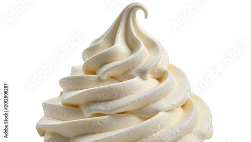 Obraz na płótnie Creamy vanilla soft serve ice cream swirl, isolated on transparent background