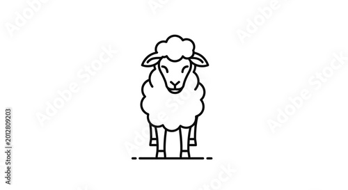 Vászonkép Minimalist Sheep Icon, Simple Line Art Animal Illustration
