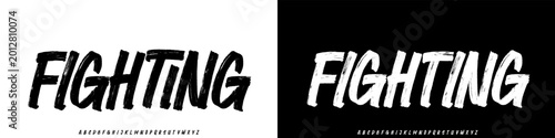 Obraz na plátne FIGHTING FONT. Dynamic Grunge Typography. Handmade Brush Font