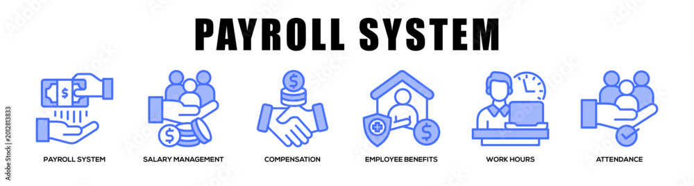 © duniamaya - blue - Payroll System web banner icon vector illustration concept