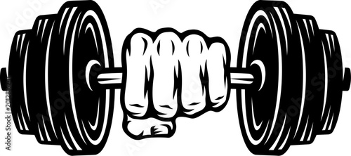Cuadro en lienzo Fist Holding Weightlifting Dumbbell Vector Art