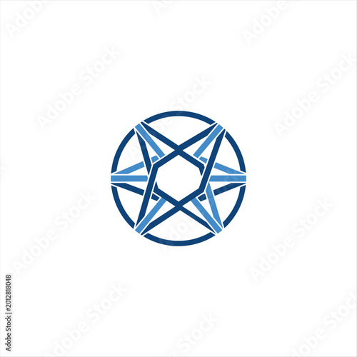 Geometric star design within circle frame