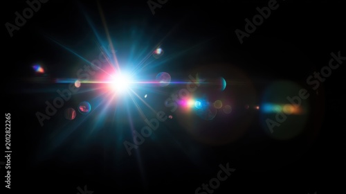 A Stunning Display of Colorful Light Rays and Lens Flares on a Dark Background Captivating the Viewer with Its Vibrant Energy and Dynamic Visual Appeal