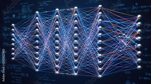 Artificial Neural Network structure over code background