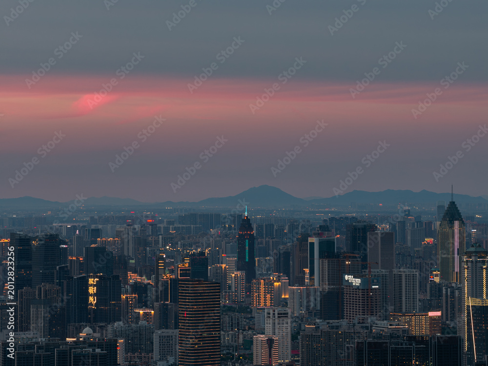 Fototapeta premium Night view of Wuhan, Hubei, China's city skyline and landmarks