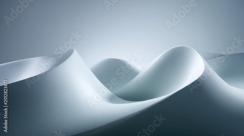 Abstract representation of soft curves and waves in serene light, showcasing smooth surfaces and gentle forms, ideal for minimalist and modern design themes