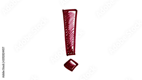 Fotografie Hand drawn red exclamation mark symbol, isolated on transparent background