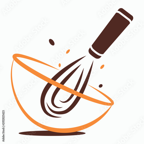 Modern Mixing Bowl and Whisk Logo Illustration