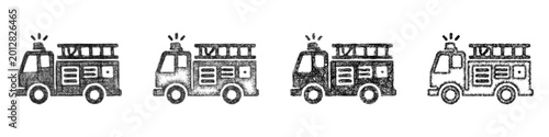 Tableau sur toile Sketch fire truck icon design set