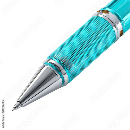 Turquoise and Chrome Rollerball Pen Detail