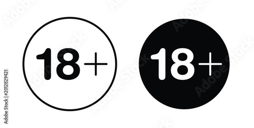 Fotografie 18 Plus icon linear pack. Editable solid icons