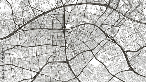 Black and white city road map.