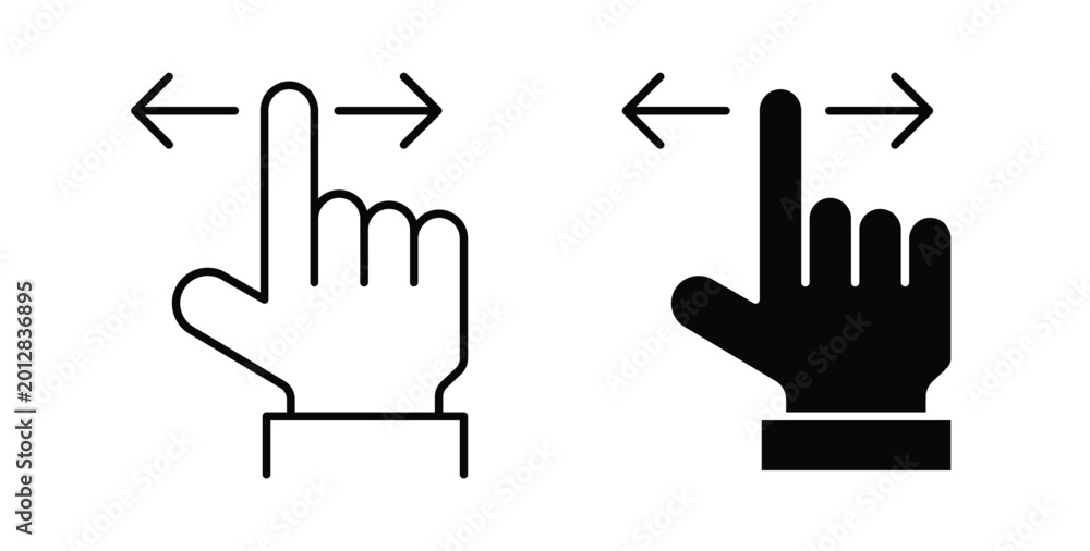 Fototapeta premium Finger swipe icon linear pack. Editable solid icons