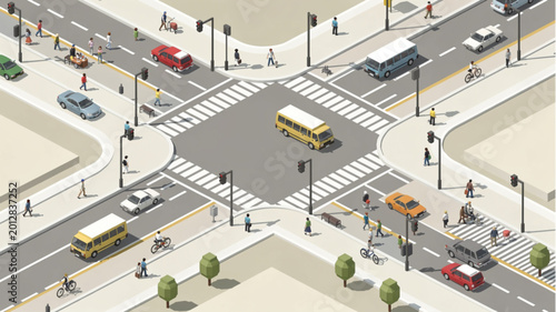 Slika na platnu City street with buses and cars.